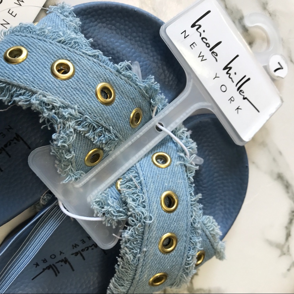 ‼️ Nicole Miller Baby Girl Denim Slip On Sandals - Picture 3 of 8